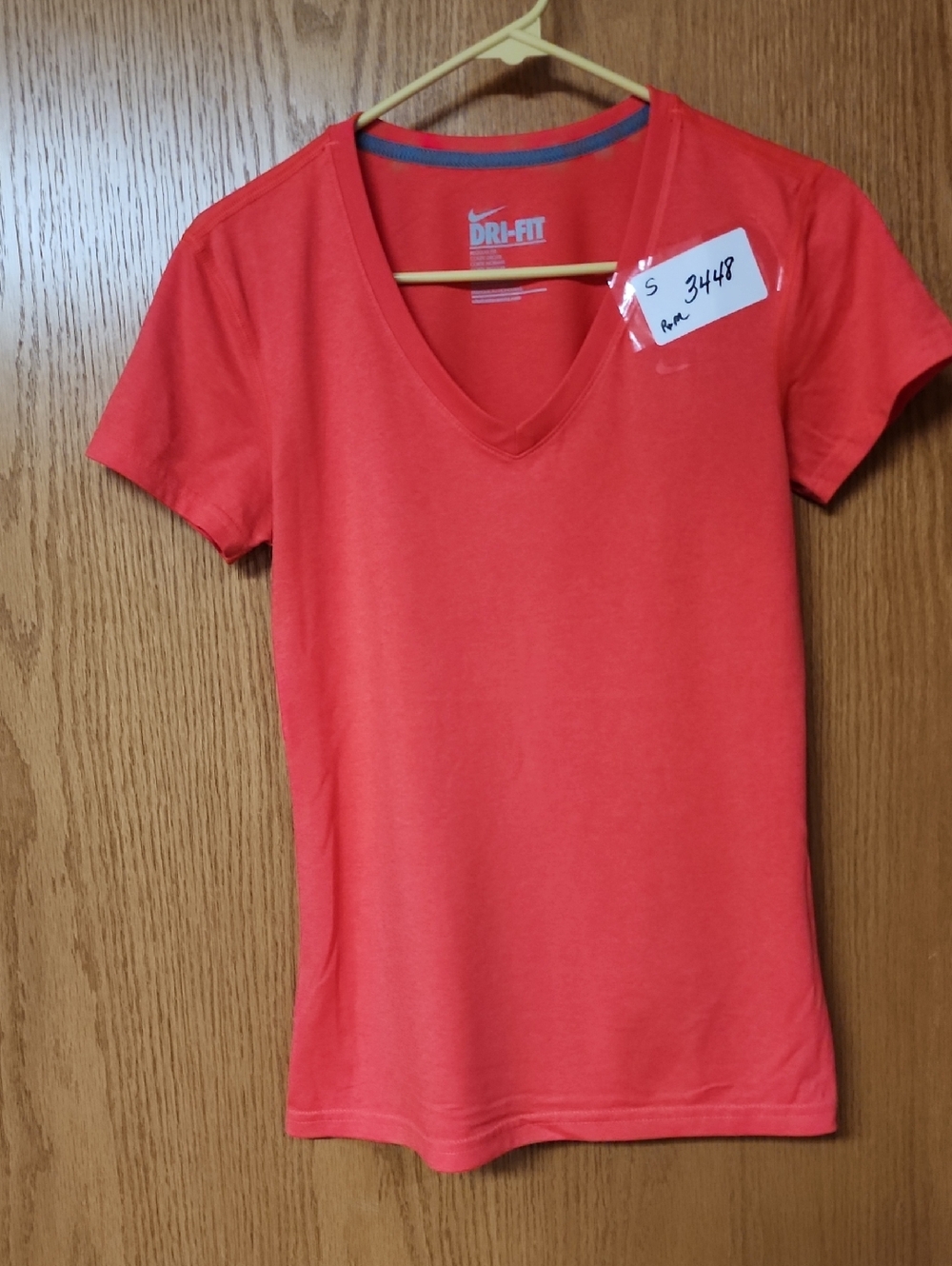 Nike Women's Dri-FIT V-Neck Short Sleeve Tee - Coral Red S number 3448